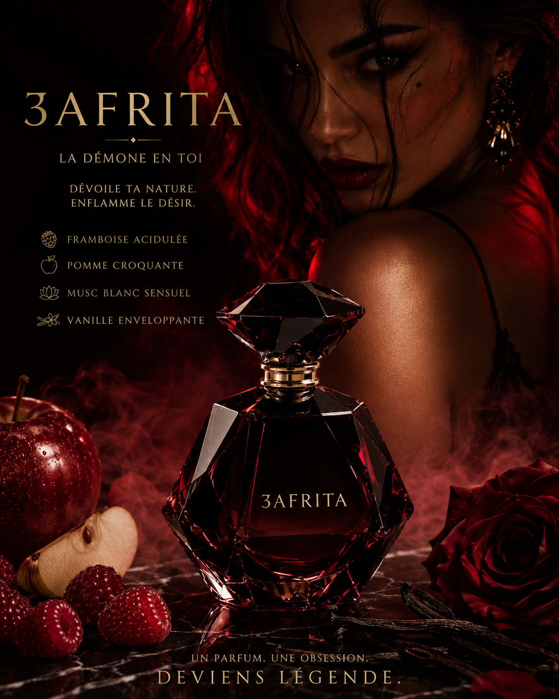Flacon 3AFRITA rouge framboise sombre